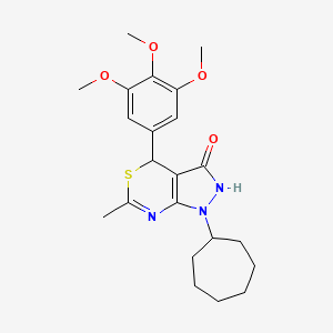 molecular formula C22H29N3O4S B11043638 1-cycloheptyl-6-methyl-4-(3,4,5-trimethoxyphenyl)-1,4-dihydropyrazolo[3,4-d][1,3]thiazin-3(2H)-one 