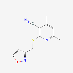 molecular formula C12H11N3OS B11043769 4,6-Dimethyl-2-[(1,2-oxazol-3-ylmethyl)sulfanyl]pyridine-3-carbonitrile 