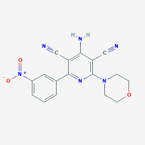 molecular formula C17H14N6O3 B11043791 4-Amino-2-(morpholin-4-yl)-6-(3-nitrophenyl)pyridine-3,5-dicarbonitrile 