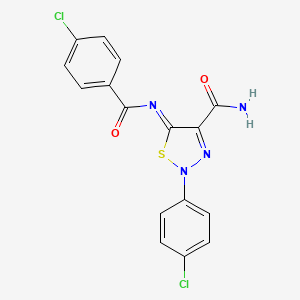 molecular formula C16H10Cl2N4O2S B11043806 (5Z)-2-(4-chlorophenyl)-5-{[(4-chlorophenyl)carbonyl]imino}-2,5-dihydro-1,2,3-thiadiazole-4-carboxamide 