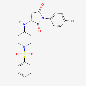 molecular formula C21H22ClN3O4S B11043847 1-(4-Chlorophenyl)-3-{[1-(phenylsulfonyl)piperidin-4-yl]amino}pyrrolidine-2,5-dione 