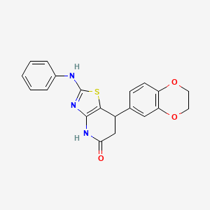 molecular formula C20H17N3O3S B11043993 7-(2,3-dihydro-1,4-benzodioxin-6-yl)-2-(phenylamino)-6,7-dihydro[1,3]thiazolo[4,5-b]pyridin-5(4H)-one 