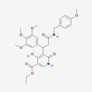 molecular formula C28H32N2O9 B11044065 Ethyl 4-hydroxy-5-{3-[(4-methoxybenzyl)amino]-3-oxo-1-(3,4,5-trimethoxyphenyl)propyl}-6-oxo-1,6-dihydropyridine-3-carboxylate 