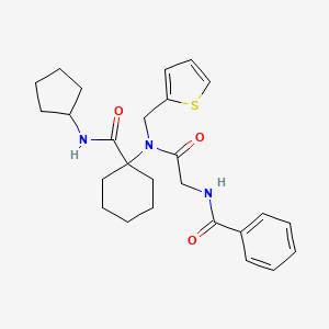 molecular formula C26H33N3O3S B11044068 N-(2-{[1-(cyclopentylcarbamoyl)cyclohexyl](thiophen-2-ylmethyl)amino}-2-oxoethyl)benzamide 