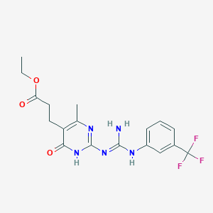 molecular formula C18H20F3N5O3 B11044111 ethyl 3-(4-methyl-6-oxo-2-{N'-[3-(trifluoromethyl)phenyl]carbamimidamido}-1,6-dihydropyrimidin-5-yl)propanoate 