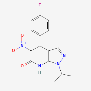 molecular formula C15H15FN4O3 B11044137 4-(4-fluorophenyl)-5-nitro-1-(propan-2-yl)-1,4,5,7-tetrahydro-6H-pyrazolo[3,4-b]pyridin-6-one 