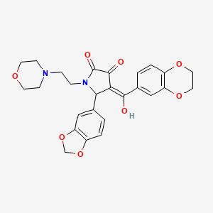 molecular formula C26H26N2O8 B11044154 5-(1,3-benzodioxol-5-yl)-4-(2,3-dihydro-1,4-benzodioxin-6-ylcarbonyl)-3-hydroxy-1-[2-(morpholin-4-yl)ethyl]-1,5-dihydro-2H-pyrrol-2-one 