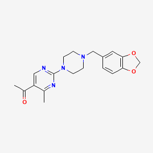 molecular formula C19H22N4O3 B11044194 1-{2-[4-(1,3-Benzodioxol-5-ylmethyl)piperazin-1-yl]-4-methylpyrimidin-5-yl}ethanone 