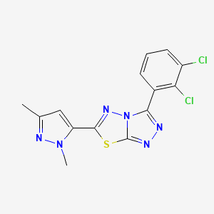 molecular formula C14H10Cl2N6S B11044213 3-(2,3-dichlorophenyl)-6-(1,3-dimethyl-1H-pyrazol-5-yl)[1,2,4]triazolo[3,4-b][1,3,4]thiadiazole 