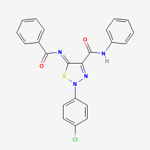 molecular formula C22H15ClN4O2S B11044254 5-(Benzoylimino)-2-(4-chlorophenyl)-N-phenyl-1,2,3-thiadiazole-4(2H)-carboxamide 