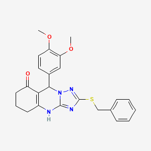 molecular formula C24H24N4O3S B11044257 2-(benzylsulfanyl)-9-(3,4-dimethoxyphenyl)-5,6,7,9-tetrahydro[1,2,4]triazolo[5,1-b]quinazolin-8(4H)-one 