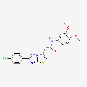 molecular formula C21H18ClN3O3S B11044323 2-[6-(4-chlorophenyl)imidazo[2,1-b][1,3]thiazol-3-yl]-N-(3,4-dimethoxyphenyl)acetamide 