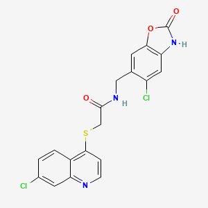 N-[(5-chloro-2-oxo-2,3-dihydro-1,3-benzoxazol-6-yl)methyl]-2-[(7-chloroquinolin-4-yl)sulfanyl]acetamide