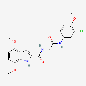 molecular formula C20H20ClN3O5 B11044423 N-{2-[(3-chloro-4-methoxyphenyl)amino]-2-oxoethyl}-4,7-dimethoxy-1H-indole-2-carboxamide 