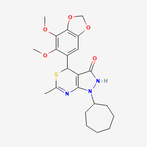 1-cycloheptyl-4-(6,7-dimethoxy-1,3-benzodioxol-5-yl)-6-methyl-1,4-dihydropyrazolo[3,4-d][1,3]thiazin-3(2H)-one