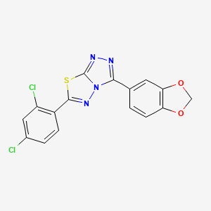 molecular formula C16H8Cl2N4O2S B11045569 3-(1,3-Benzodioxol-5-yl)-6-(2,4-dichlorophenyl)[1,2,4]triazolo[3,4-b][1,3,4]thiadiazole 