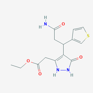 ethyl {4-[3-amino-3-oxo-1-(thiophen-3-yl)propyl]-5-oxo-2,5-dihydro-1H-pyrazol-3-yl}acetate