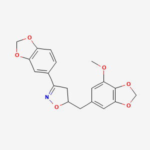 molecular formula C19H17NO6 B11045784 3-(1,3-Benzodioxol-5-yl)-5-[(7-methoxy-1,3-benzodioxol-5-yl)methyl]-4,5-dihydro-1,2-oxazole 