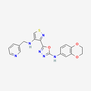 N-(2,3-Dihydro-1,4-benzodioxin-6-YL)-N-(5-{4-[(3-pyridylmethyl)amino]-3-isothiazolyl}-1,3,4-oxadiazol-2-YL)amine