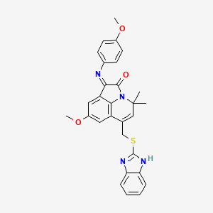 (1Z)-6-[(1H-benzimidazol-2-ylsulfanyl)methyl]-8-methoxy-1-[(4-methoxyphenyl)imino]-4,4-dimethyl-4H-pyrrolo[3,2,1-ij]quinolin-2(1H)-one