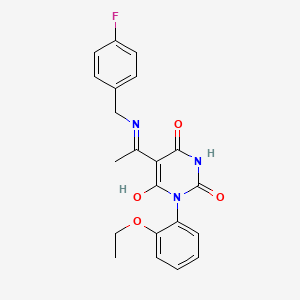 molecular formula C21H20FN3O4 B11045925 (5E)-1-(2-ethoxyphenyl)-5-{1-[(4-fluorobenzyl)amino]ethylidene}pyrimidine-2,4,6(1H,3H,5H)-trione 