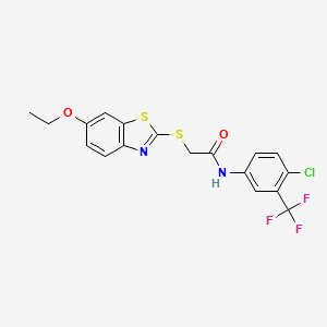 molecular formula C18H14ClF3N2O2S2 B11045935 N-[4-chloro-3-(trifluoromethyl)phenyl]-2-[(6-ethoxy-1,3-benzothiazol-2-yl)sulfanyl]acetamide 