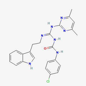 molecular formula C24H24ClN7O B11045938 1-(4-chlorophenyl)-3-[(Z)-[(4,6-dimethylpyrimidin-2-yl)amino]{[2-(1H-indol-3-yl)ethyl]amino}methylidene]urea 