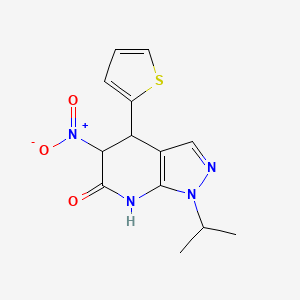 molecular formula C13H14N4O3S B11045940 5-nitro-1-(propan-2-yl)-4-(thiophen-2-yl)-1,4,5,7-tetrahydro-6H-pyrazolo[3,4-b]pyridin-6-one 