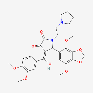 molecular formula C28H32N2O9 B11045948 5-(4,7-dimethoxy-1,3-benzodioxol-5-yl)-4-[(3,4-dimethoxyphenyl)carbonyl]-3-hydroxy-1-[2-(pyrrolidin-1-yl)ethyl]-1,5-dihydro-2H-pyrrol-2-one 