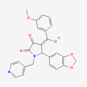 molecular formula C25H20N2O6 B11045955 5-(1,3-benzodioxol-5-yl)-3-hydroxy-4-[(3-methoxyphenyl)carbonyl]-1-(pyridin-4-ylmethyl)-1,5-dihydro-2H-pyrrol-2-one 