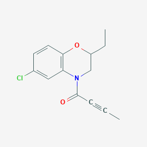 molecular formula C14H14ClNO2 B11045970 1-(6-Chloro-2-ethyl-2,3-dihydro-4H-1,4-benzoxazin-4-YL)-2-butyn-1-one 