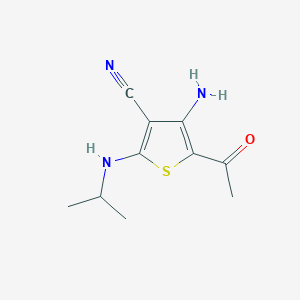 molecular formula C10H13N3OS B11046019 5-Acetyl-4-amino-2-(isopropylamino)thiophene-3-carbonitrile 