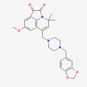 6-{[4-(1,3-Benzodioxol-5-ylmethyl)piperazino]methyl}-8-methoxy-4,4-dimethyl-4H-pyrrolo[3,2,1-IJ]quinoline-1,2-dione