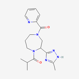 molecular formula C18H24N6O2 B11046037 2-Methyl-1-[2-(3-methyl-1H-1,2,4-triazol-5-YL)-4-(2-pyridylcarbonyl)-1,4-diazepan-1-YL]-1-propanone 