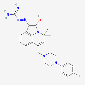 molecular formula C25H28FN7O B11046089 2-[6-{[4-(4-Fluorophenyl)piperazino]methyl}-4,4-dimethyl-2-oxo-4H-pyrrolo[3,2,1-IJ]quinolin-1(2H)-yliden]-1-hydrazinecarboximidamide 