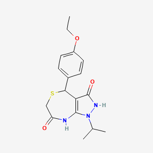 molecular formula C17H21N3O3S B11046108 4-(4-ethoxyphenyl)-7-hydroxy-1-(propan-2-yl)-1,2,4,6-tetrahydro-3H-pyrazolo[3,4-e][1,4]thiazepin-3-one 