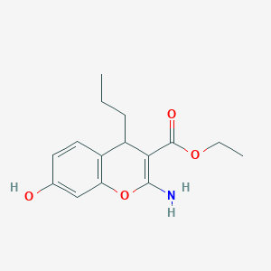 molecular formula C15H19NO4 B11046122 ethyl 2-amino-7-hydroxy-4-propyl-4H-chromene-3-carboxylate 