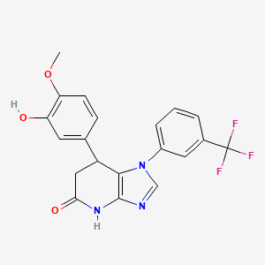 molecular formula C20H16F3N3O3 B11046149 7-(3-hydroxy-4-methoxyphenyl)-1-[3-(trifluoromethyl)phenyl]-1,4,6,7-tetrahydro-5H-imidazo[4,5-b]pyridin-5-one 