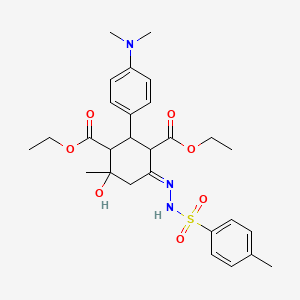 diethyl (6E)-2-[4-(dimethylamino)phenyl]-4-hydroxy-4-methyl-6-{2-[(4-methylphenyl)sulfonyl]hydrazinylidene}cyclohexane-1,3-dicarboxylate