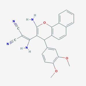 {amino[2-amino-4-(3,4-dimethoxyphenyl)-4H-benzo[h]chromen-3-yl]methylidene}propanedinitrile