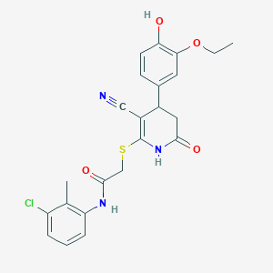 molecular formula C23H22ClN3O4S B11046213 N-(3-chloro-2-methylphenyl)-2-{[3-cyano-4-(3-ethoxy-4-hydroxyphenyl)-6-oxo-1,4,5,6-tetrahydropyridin-2-yl]sulfanyl}acetamide 