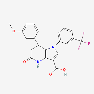 molecular formula C22H17F3N2O4 B11046230 7-(3-methoxyphenyl)-5-oxo-1-[3-(trifluoromethyl)phenyl]-4,5,6,7-tetrahydro-1H-pyrrolo[3,2-b]pyridine-3-carboxylic acid 