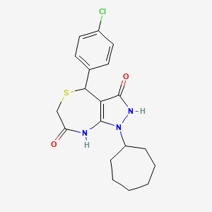 4-(4-chlorophenyl)-1-cycloheptyl-7-hydroxy-1,2,4,6-tetrahydro-3H-pyrazolo[3,4-e][1,4]thiazepin-3-one