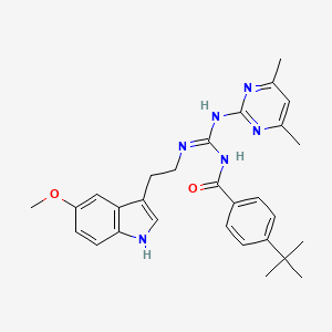 molecular formula C29H34N6O2 B11046254 4-tert-butyl-N-[(E)-[(4,6-dimethylpyrimidin-2-yl)amino]{[2-(5-methoxy-1H-indol-3-yl)ethyl]amino}methylidene]benzamide 