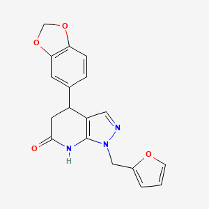 4-(1,3-benzodioxol-5-yl)-1-(furan-2-ylmethyl)-1,4,5,7-tetrahydro-6H-pyrazolo[3,4-b]pyridin-6-one