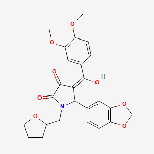 molecular formula C25H25NO8 B11046290 5-(1,3-benzodioxol-5-yl)-4-[(3,4-dimethoxyphenyl)carbonyl]-3-hydroxy-1-(tetrahydrofuran-2-ylmethyl)-1,5-dihydro-2H-pyrrol-2-one 