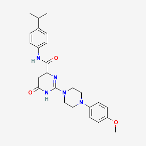 molecular formula C25H31N5O3 B11046336 2-[4-(4-methoxyphenyl)piperazin-1-yl]-6-oxo-N-[4-(propan-2-yl)phenyl]-3,4,5,6-tetrahydropyrimidine-4-carboxamide 