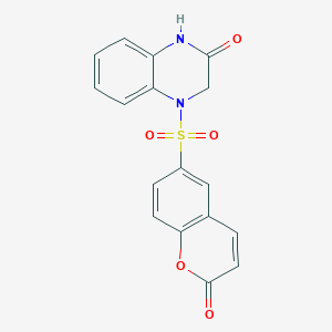 molecular formula C17H12N2O5S B11046373 4-[(2-oxo-2H-chromen-6-yl)sulfonyl]-3,4-dihydroquinoxalin-2(1H)-one 