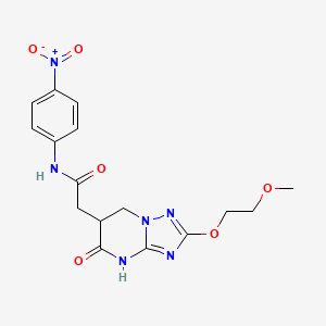 molecular formula C16H18N6O6 B11046403 2-[2-(2-methoxyethoxy)-5-oxo-4,5,6,7-tetrahydro[1,2,4]triazolo[1,5-a]pyrimidin-6-yl]-N-(4-nitrophenyl)acetamide 