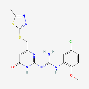 molecular formula C16H16ClN7O2S2 B11046479 1-(5-Chloro-2-methoxyphenyl)-3-(4-{[(5-methyl-1,3,4-thiadiazol-2-yl)sulfanyl]methyl}-6-oxo-1,6-dihydropyrimidin-2-yl)guanidine 